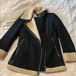 Zara Black and Cream Teddy Jacket
